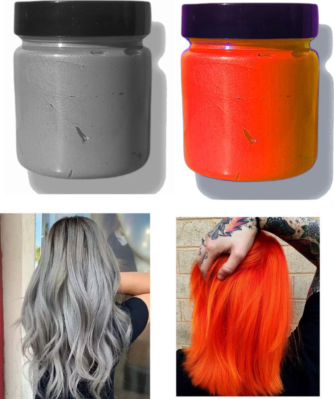 GABBU Combo of Temporary Hair colour wax GREY & ORANGE Hair Wax Hair Wax , GREY, ORANGE