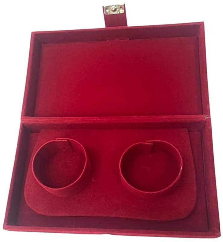 FebTech Velvet Jewelry One Pair Bangle Box Wedding Organizer Mahroon 7 * 4 jewellery, ring, coin Vanity Box  (mahroon)