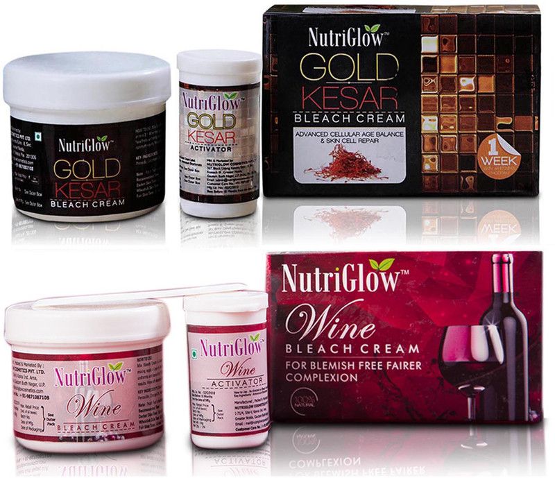 NutriGlow Gold Kesar Bleach With Wine Bleach Cream.  (2 x 43 g)
