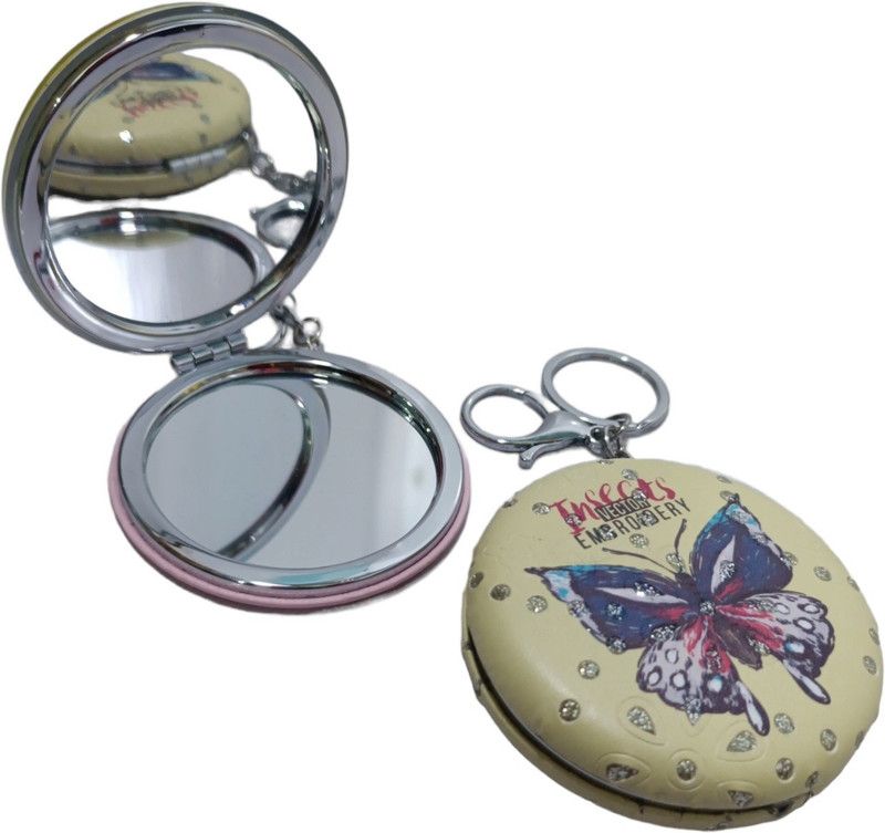 YuNiesto A Unique &Stylish Pocket Mirror In Glitter Butterfly Design Key Chain