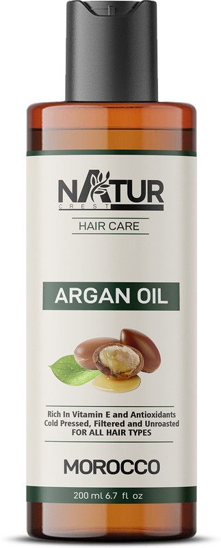 NaturCrest 100% Pure & Natural Moroccan Argan Oil, For Healthy Hair, Face & Skin. Hair Oil  (200 ml)
