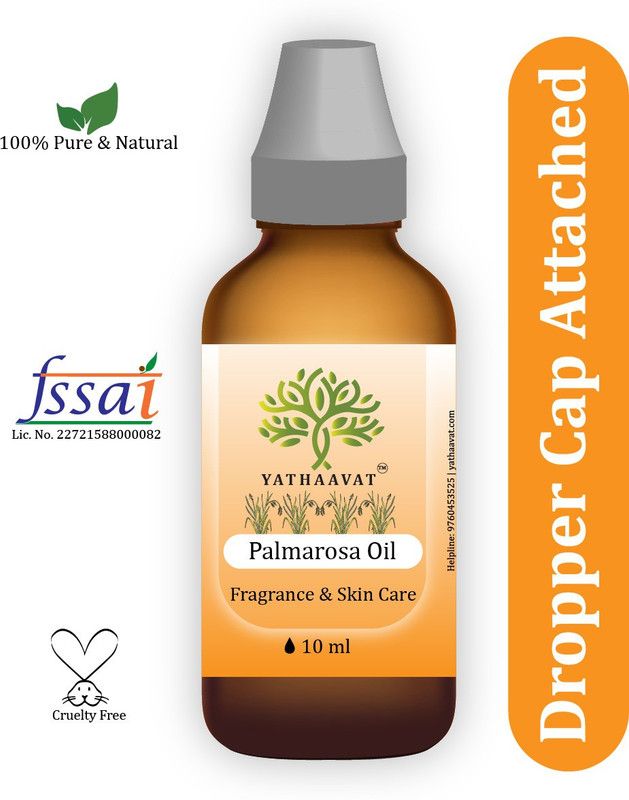 YATHAAVAT Palmarosa Essential Oil | 10 ML | 100% Pure & Natural | Direct From Farm  (10 ml)