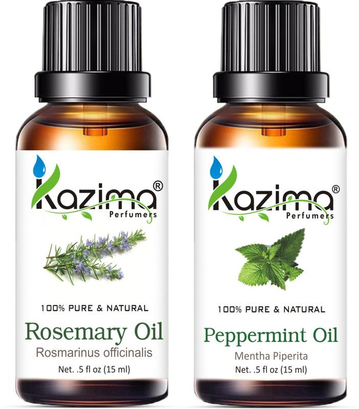 KAZIMA Combo of Rosemary Oil and Peppermint Oil For Hair Growth, Skin care (Each 15ML )- 100% Pure Natural Oil  (15 ml)