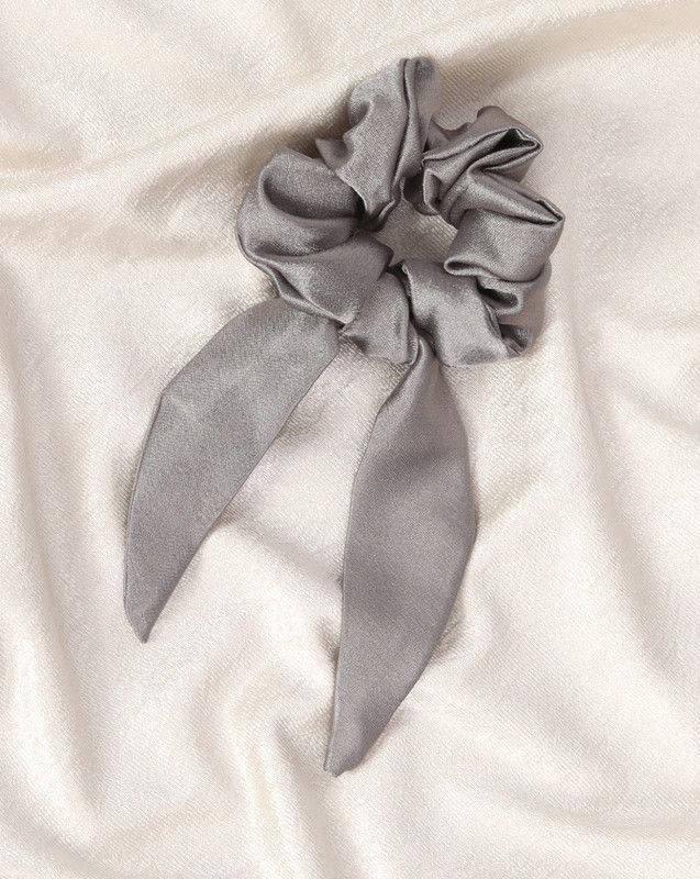 Mueras Long Tail Satin Scrunchie Rubber Band  (Grey)