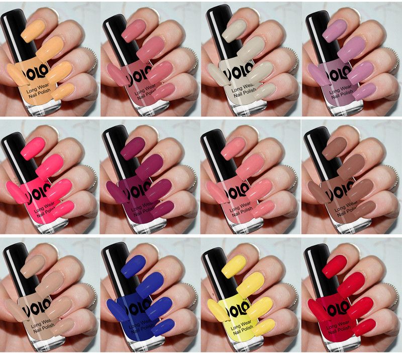 Volo Color Rich Toxic Free Perfection Shine Nail Polish Set of 12 Combo-No-212 Ice Nude, Tan, Red, Dark Nude, Nude, Flirty Nude, Nudes Spring, Candy Cotton, Passion Pink, Wine, Yellow, Royal Blue  (Pack of 12)