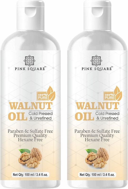 Pink Square 100% Pure & Natural Cold Pressed Walnut Carrier Oil & Undiluted For Skin care & Hair treatment Combo pack of 2 bottles of 100 ml(200 ml)  (200 ml)