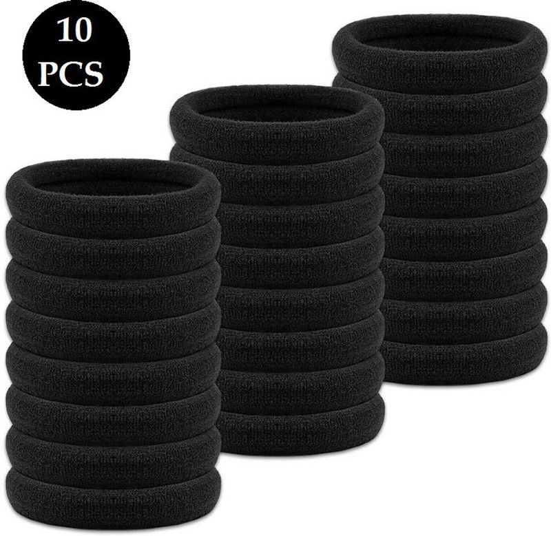Nyamah sales 10 PCS Black White Hair Ties Ponytail Holders Women No Damage Elastic Hair Bands for Hair Styling Multipurpose Girls Hair Accessories Hair Band  (Black)