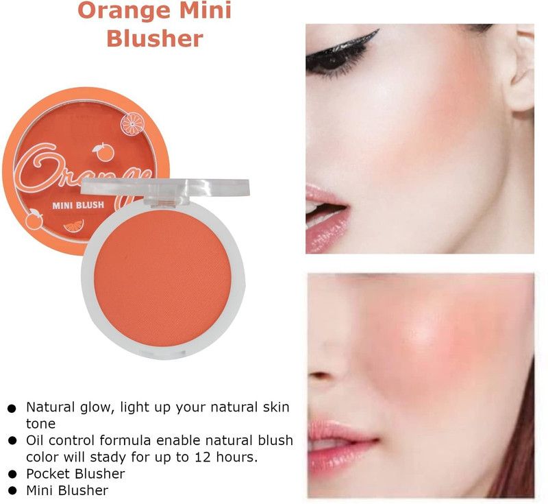 THTC matte mini blusher pocket blusher matte mini cheek pearls blusher  (ORANGE)