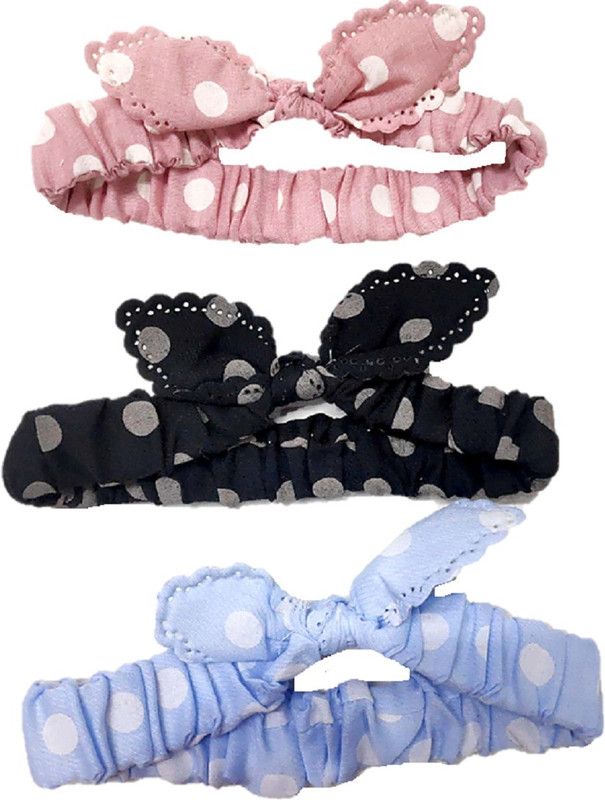 Proplady Style Girl Combo (Set of 3) Designer Cutwork Printed Bow Head Bands, Hair Bands for Baby Girls, Girls & Women |Latest Girls Hair Hair Accessory Set  (Multicolor)