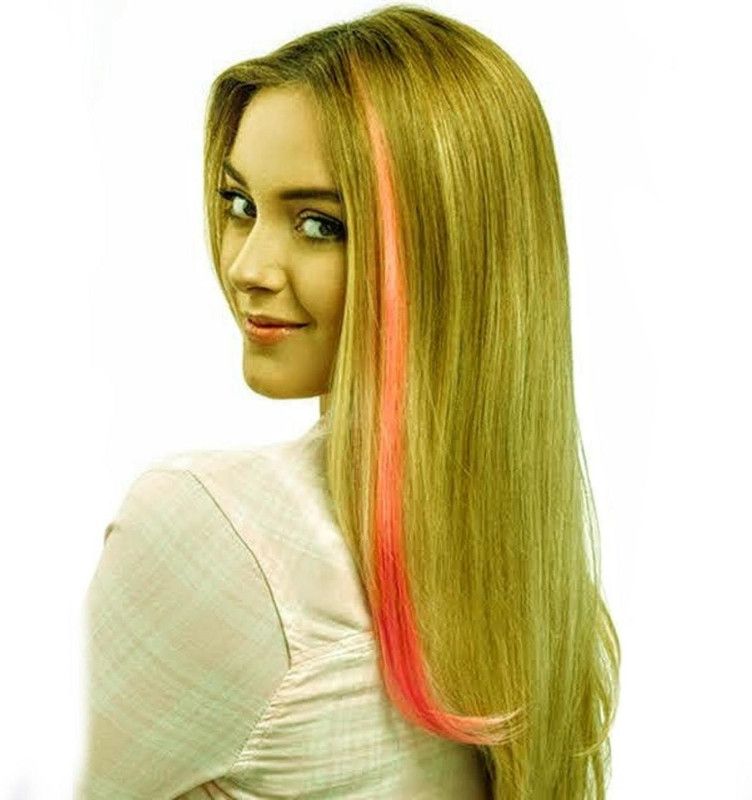 Rizi 20 inch Magenta colour high light streak Hair Extension