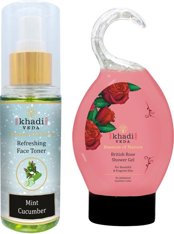 khadi veda Mint cucumber face Toner 100 ml And British Rose shower Gel 175ml Combo. Men & Women  (275 ml)