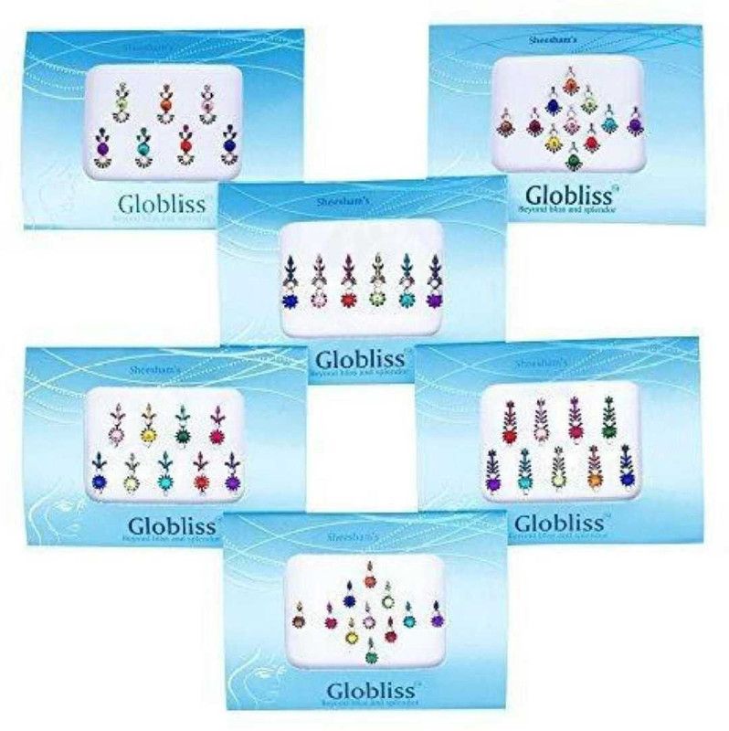 QUBIX Woman Best Bindi Combo Pack 6 flaps stone colors. FOR HEAD Multicolor Bindis  (stone bindi)