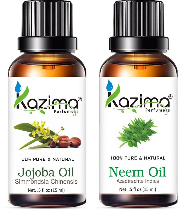 KAZIMA Combo of Jojoba Oil and Neem Oil For Hair Growth, Skin care (Each 15ML )- 100% Pure Natural Oil  (15 ml)