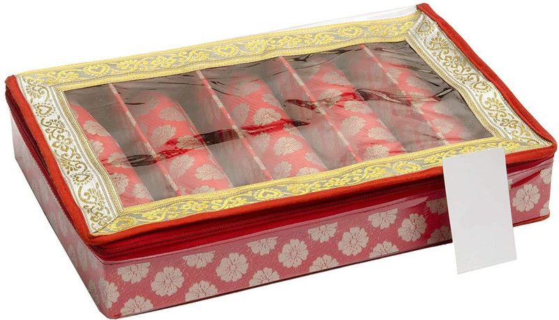 Bhumi 5 Rod Brocade Bangle Box for Women and Girls Makeup and jewellery Vanity Box  (Red)