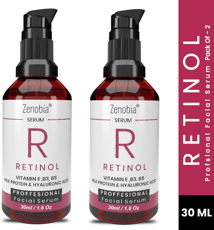 ZENOBIA RETINOL SERUM with hyaluronic Acid, Milk Protein, Vitamin B3 , B5 & E for Anti Aging, Fine Lines and Wrinkles (Paraben, Fragrance & Synthetic oil Free) (Pack Of 2)  (60 ml)