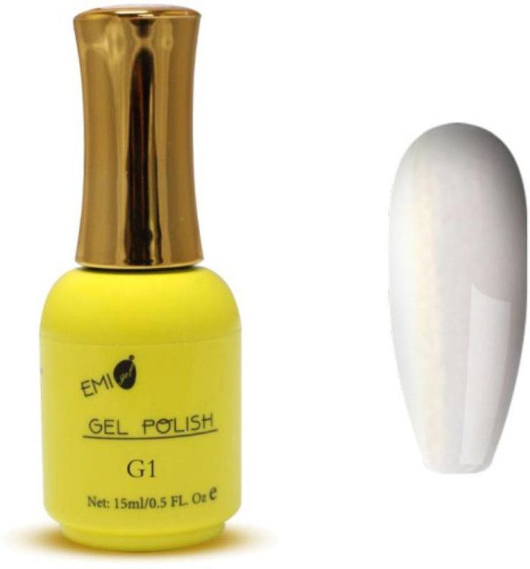 Gleevia EMIGEL UV Glitter Gel Polish For Begineers & Professionals 15ml Bottel with Brush Color Code: G1 Clear