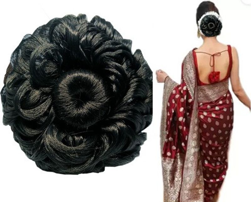 KHODAL VILLA Wonderful Plain Black Look Bun Style Plain Simple Juda Bun Hair Extension