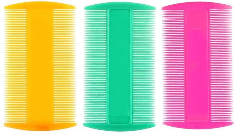 Nyamah sales Plastic Double Sided Head Lice Comb Narrow Tooth Lice Remove Hair Combs for Styling Tools Multicolor (Pack of 3)