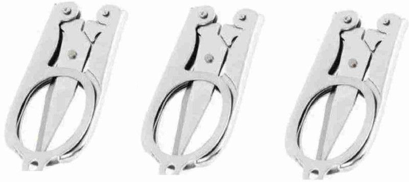Mora Stainless Steel Hair Trimming Folding Scissor For Moustache|Beard|Eyebrow Scissors  (Set of 3, Silver)