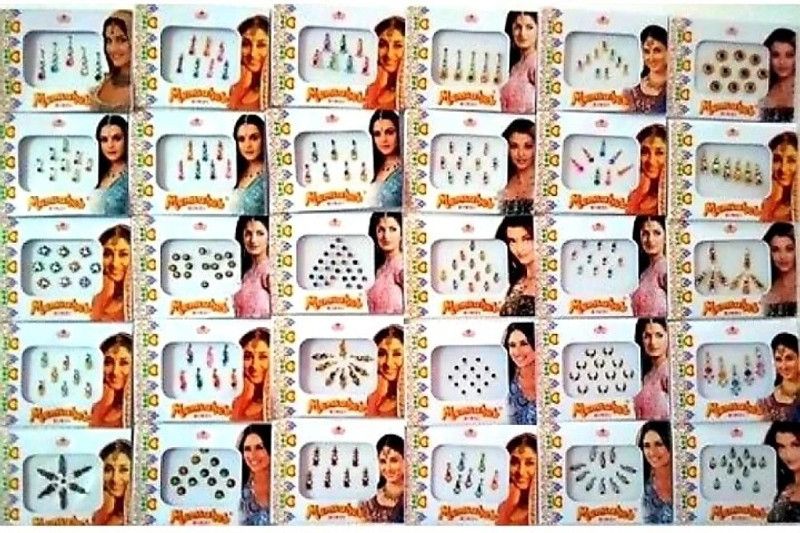 QUBIX Women Best bindi combo pack 17 New year incoming bindi For hand Multicolor Bindis  (Bindi)