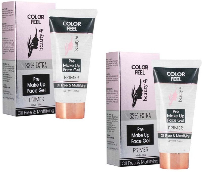 Color Feel 33% Extra Pre Make Up Face Gel Primer ( 2 Pc x 40 ml ) Primer - 80 ml  (Skin)