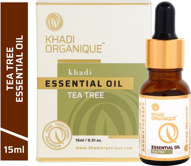 khadi ORGANIQUE Tea Tree Essential Oil (100% PURE & NATURAL - UNDILUTED) Therapeutic Grade - - Perfect for Aromatherapy, Relaxation, Skin Therapy & More!  (15 ml)