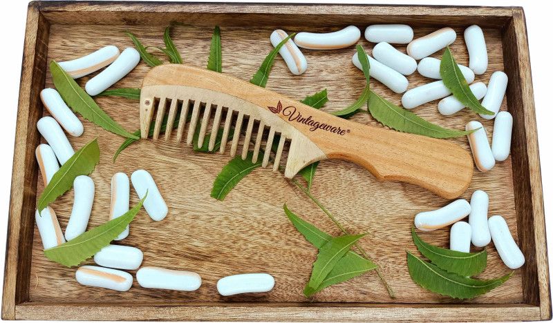 Vintageware Neem Wood Comb With The Benefits of Reduce Hair fall and Help In Hair Growth for Men and Women (Hand Grip)