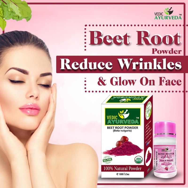 VEDICAYURVEDA Beet Root Powder with Free Rose water(60ml) Lightens dark circles Pack of 2  (100 g)