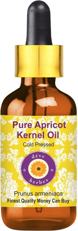 deve herbes Pure Apricot Kernel Oil (Prunus armeniaca) with Glass Dropper 100% Natural Therapeutic Grade Cold Pressed  (30 ml)