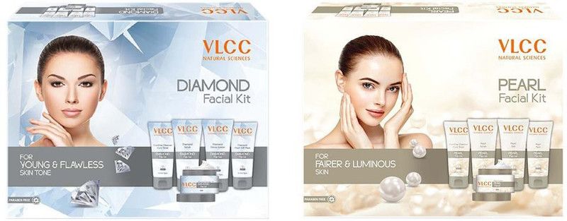 VLCC Diamond & Pearl Facial Kit Salon Series Combo Tube Packing Pack of 2 (300gm X 2)  (2 x 300 g)