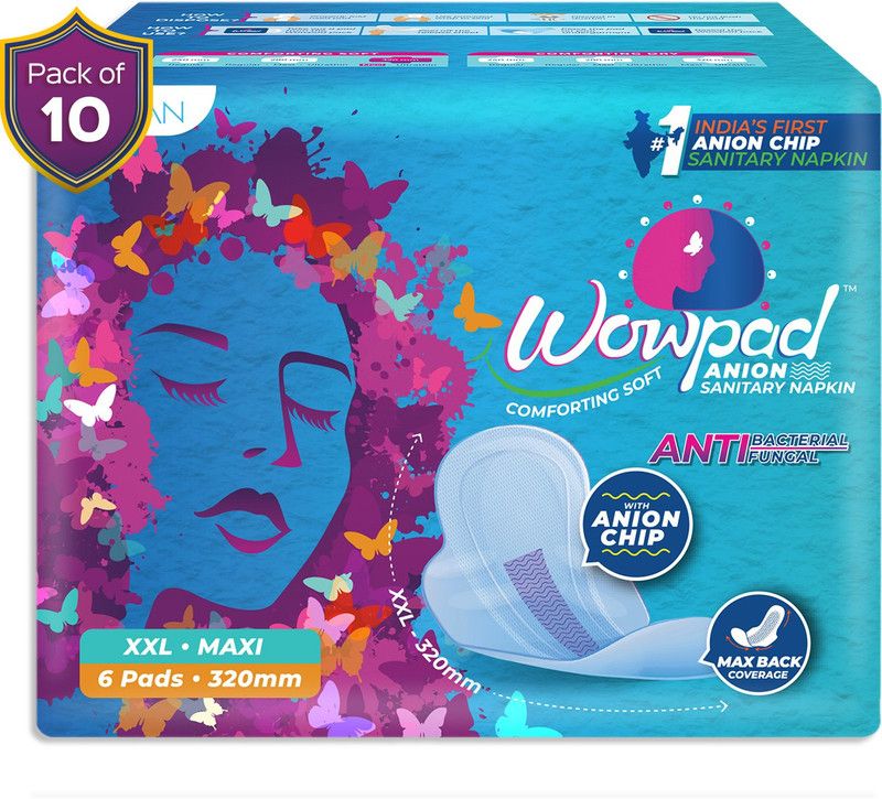 Wowpad Maxi Comforting Soft XXL 60 Sanitary Pads 320 MM, (6 Pads x Pack Of 10) Sanitary Pad  (Pack of 60)
