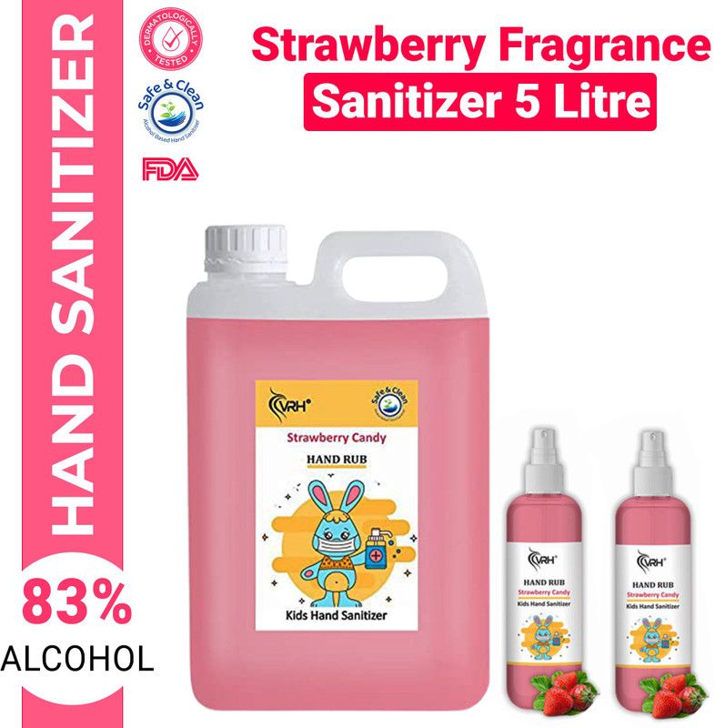 vrh Strawberry Fragrance 5.2 Litre Sanitizer Contains 83% Alcohol Non Stick Disinfectant Liquid Sanitizer Instant Kills 99.9% Germs, Virus & Bacteria | Provides 100% Effective Protection Hand Sanitizer Can  (2 x 2.6 L)