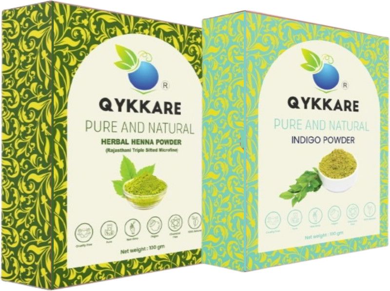 QYKKARE Indigo and Herbal Henna Powder for Black Hair ( Pack of 2) 100gm x 2 = 200 gm  (200 g)
