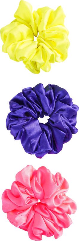 CraftyGlam by Chitrakala Bestseller Neon Satin Scrunchies, Comes in a (Pack of 3) Rubber Band  (Pink, Green, Blue)
