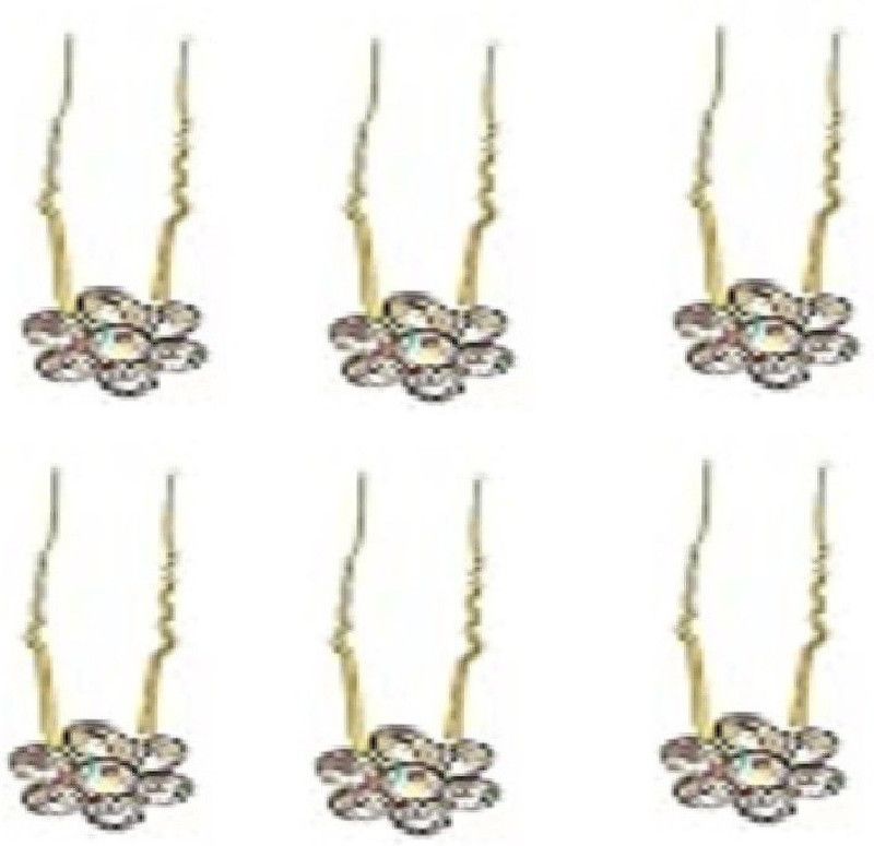 KELIA Retails Bridal Hair Accessories Silver Juda Pins For Hair For Women & Girls | Pack of 6 Hair Pin  (Multicolor)
