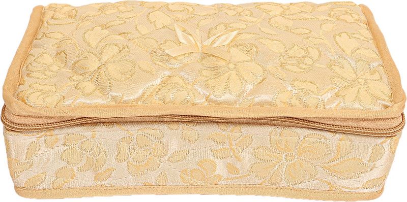 KUBER INDUSTRIES Silk Jewellery Kit (Cream) Set of 1 Pc Jewellery Kit Vanity Box  (Cream)