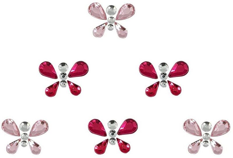 Comet Busters Beautiful Pink Butterfly Stone Face Gems Bindis (BV1696) Forehead Pink Bindis  (Designer Bindi)