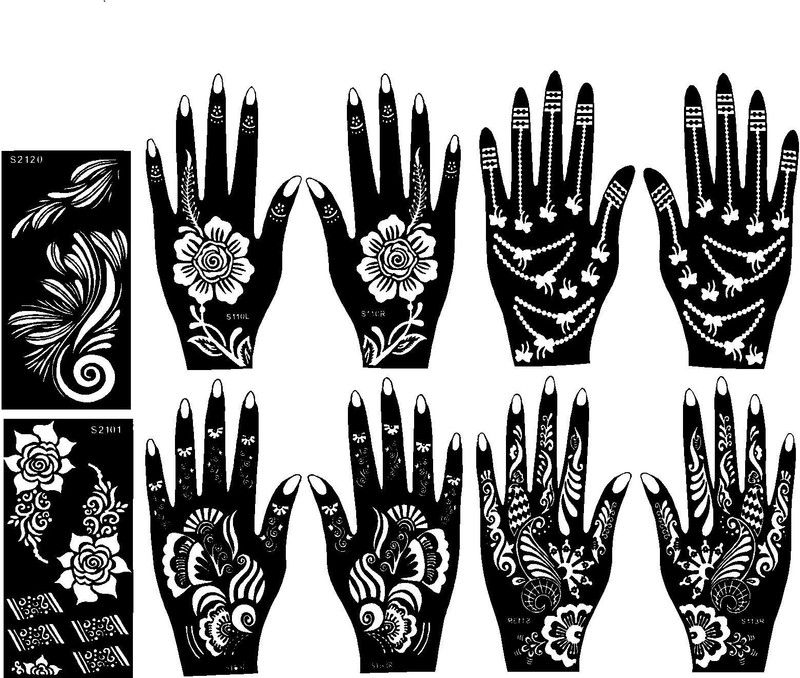 IVANA'S Henna Tattoo Stencil (Set of 2) Women Girls Hand Finger Body Paint Temporary (Design-85)  (Body, Girls)
