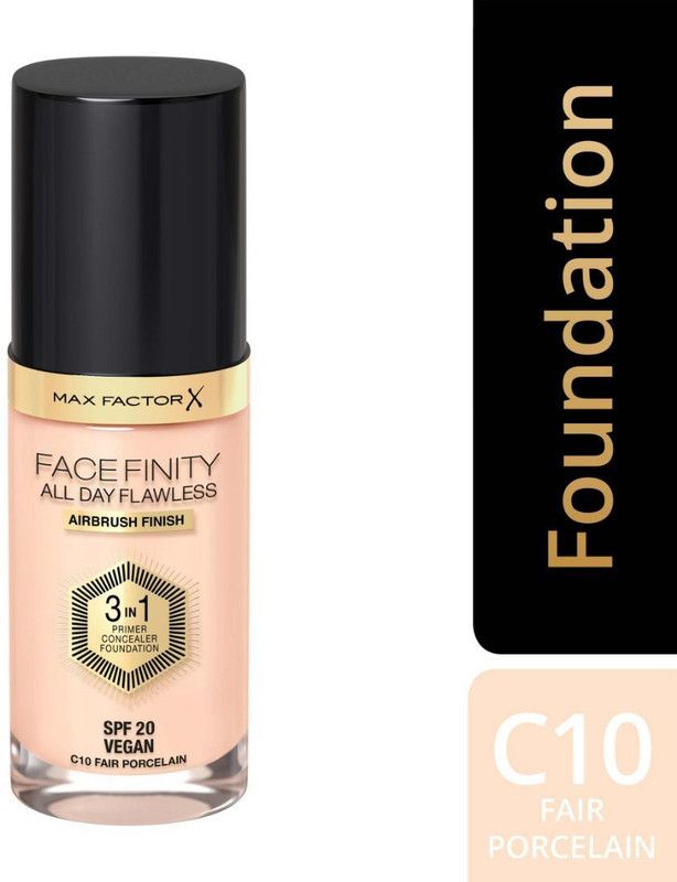 MAX FACTOR Face Finity All Day Flawless 3 In 1 Foundation - Fair Porcelain Foundation  (Fair Porcelain, 30 ml)