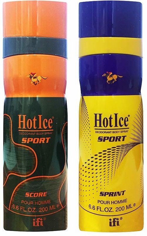 HOT ICE Sport Men Deodorant Score and Sprint Combo of 2 Deodorant (400 ML) (200 ML Deo IN each) Deodorant Spray - For Men  (400 ml, Pack of 2)