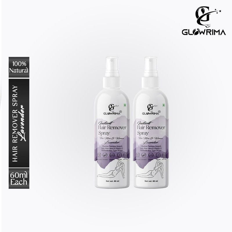 Glowrima Hair Removal Spray (Lavender Fragrance) 60ML (Pack Of 2) Spray  (120 ml, Set of 2)