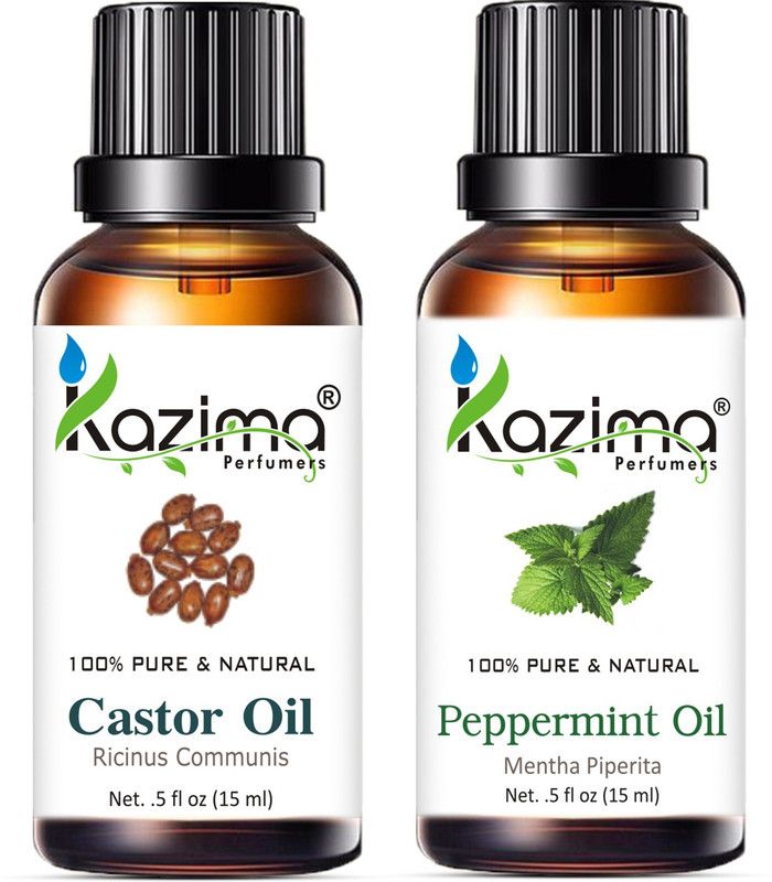 KAZIMA Combo of Castor Carrier Oil and Peppermint Oil For Hair Growth & Skin Treatment (Each 15ML ) 100% Pure Natural Oil  (15 ml)
