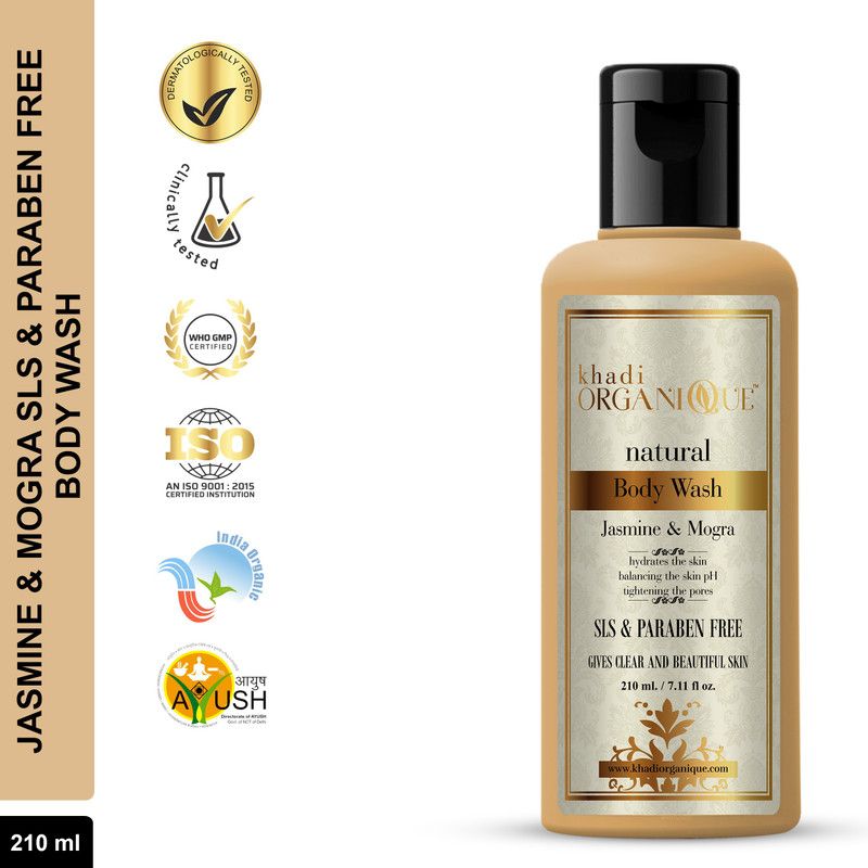 khadi ORGANIQUE Jasmine Mongra Body Wash (Sls & Paraben free) For refreshing relaxing bath with smooth silky skin day after day  (2 x 105)