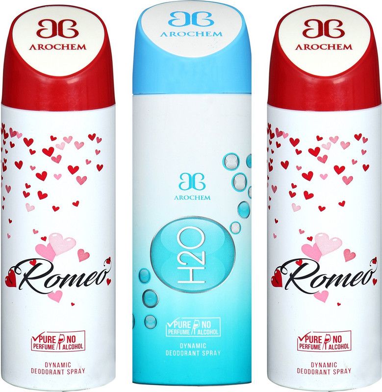 AROCHEM ROMEO & H20 DYNAMIC DEODORANT SPRAY Deodorant Spray - For Men & Women  (600 ml, Pack of 3)
