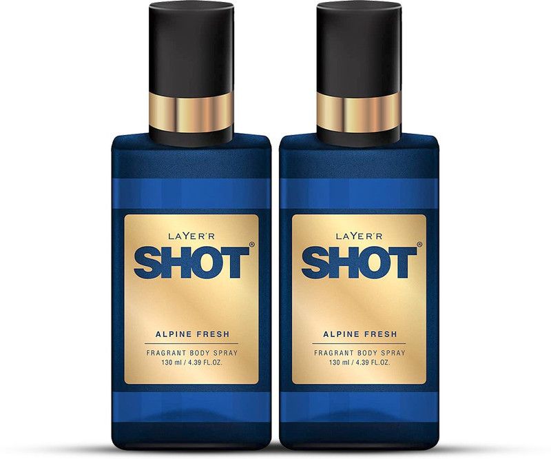 LAYER'R Shot Alpine Fresh Long Lasting Fragrance Body Spray - For Men  (130 ml, Pack of 2)