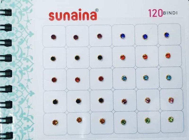 SUNAINA New Mini Spiral Multicolor Kundan Stone Multicolor 120 Bindi Book FOREHEAD Multicolor Bindis  (STICK ON)