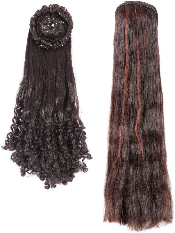 Honbon combo for Women And Girls, Juda Accessories for Women and girls, Extension 20-21 and 30-32 Inches (Brown) Hair Extension