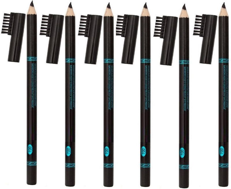 THTC BEST WATER PROOF & LONG STAY MATTE FNISH BLACK EYE BROW PENCIL SET OF 6  (BLACK)