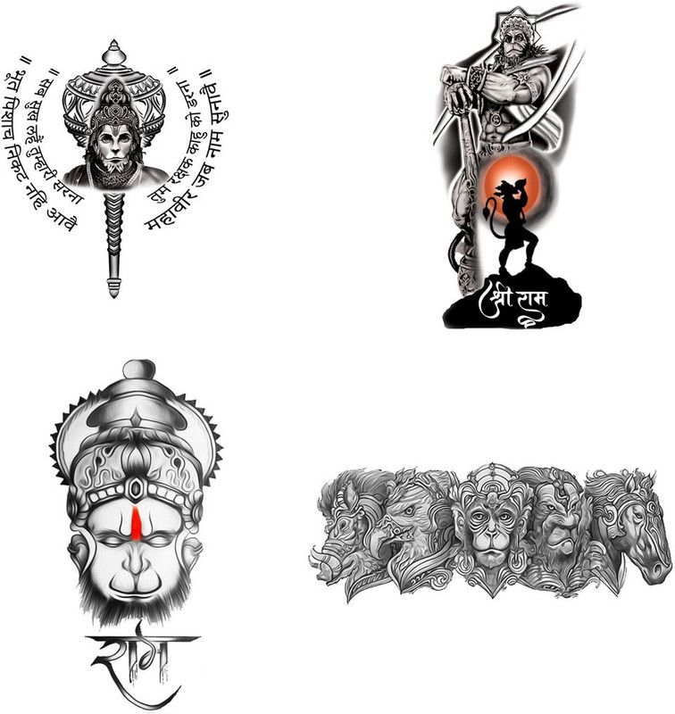 voorkoms Spiritual Hanuman ji Temporary Tattoos Hanuman mantra  (Kalimata Temporary Tattoos)