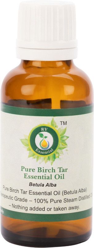 R V Essential Pure Birch Tar Essential Oil 10ml- Betula Alba (100% Pure and Natural Steam Distilled)  (10 ml)